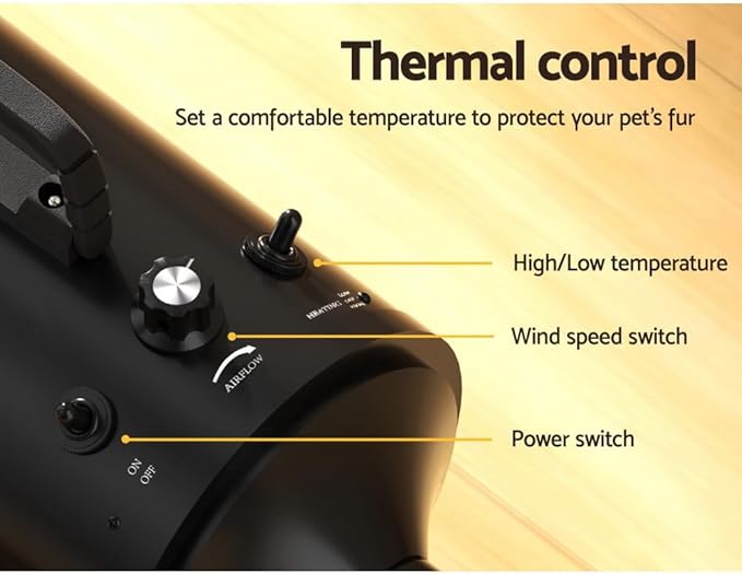 Pet Hair Dryer Dog Cat Grooming Speed Blower Hairdryer Heater Low Noise