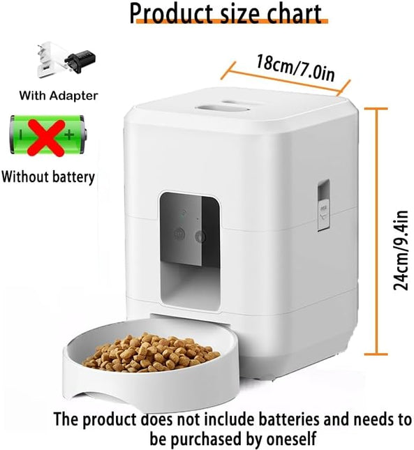 UanTii 2L Smart Pet Feeder Tuya WiFi Automatic Cat Dog Food Dispenser 2L with Food Bowl App Remote Feeding Intelligent Dry Food Dispenser (White)