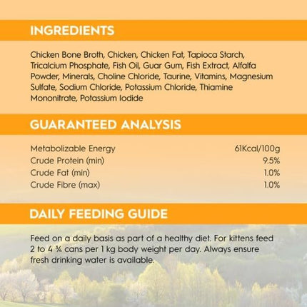 Trilogy Bone Broth Wet Kitten Food, Farm Raised Chicken, 24x85g