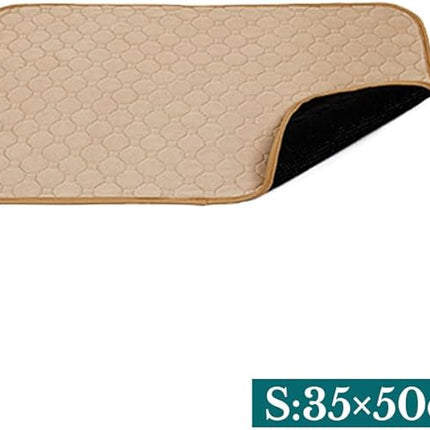 Washable Pet Dog Pee Pad Reusable Cat Puppy Training Wee Absorbent Mat Pads Bed (S:35x50cm -Beige)