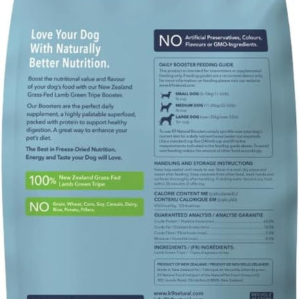 K9 Naturals Freeze Dried Dog Food Topper with Verified Ingredients, Organ Meat Blend for Digestive Support, Human-Grade Freeze Dried Puppy Food & Dog Topping, Lamb Green Tripe, 200g