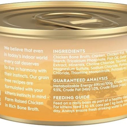 Trilogy Bone Broth Wet Kitten Food, Farm Raised Chicken, 24x85g