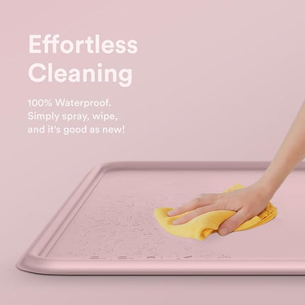 Pee Pad Tray Holder for Dogs - Fits Up to 25 x 25 in. Square Potty Training Pads No Spill Raised Lip High Edge Silicone Mat, Extra Thick and Non-Slip for Indoor Floor Protection (Large, Pink) | eenk