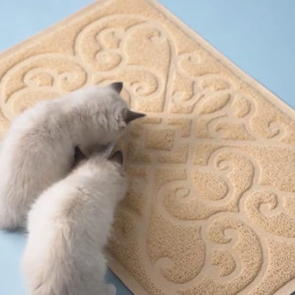 PetLike Cat Litter Mat Kitty Litter Mats for Tray Boxes, Kitty Litter Trapping Mat House Floors Clean (Beige)