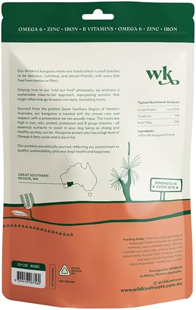 Wildkind Air Dried Kangaroo Jerky 100g – Natural Australian Dog Treats