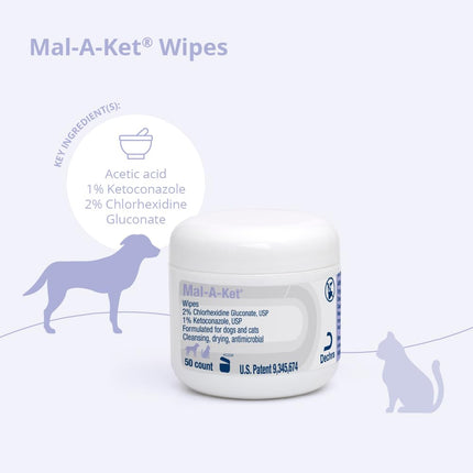 Mal-A-Ket Wipes, 2.25" Round, 50 Count jar
