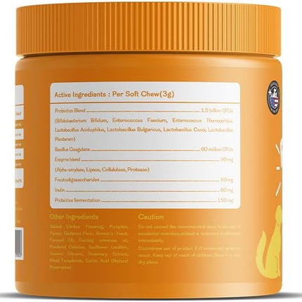 PetPurely Probiotic Chews for Dogs & Cats Gut Health 120 Soft Chews