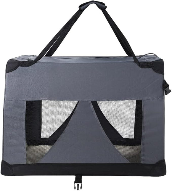 i.Pet Pet Carrier, 82 x 58 x 58cm 600D Oxford Extra Large Dog Crate Cat Carriers Foldable Bag Soft Sided Collapsible Travel Handbag Pets Products, Portable Removable Roof Cover Side Pocket Grey