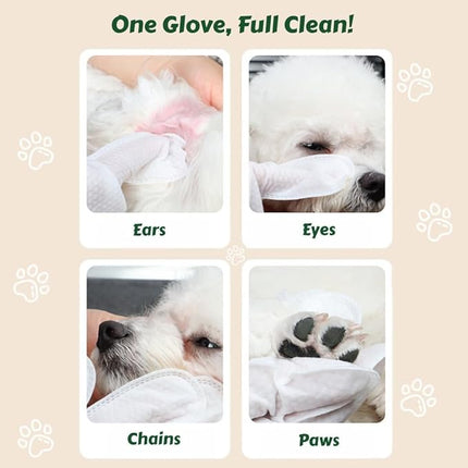 Pet Washing Glove Wipes with Lid | Extra Thick Grooming Gloves for Dog & Cat | 10PCS