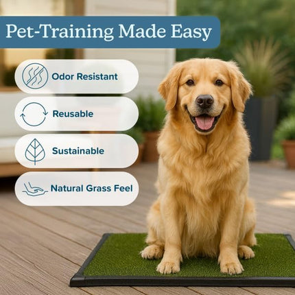 PETMAKER Replacement Artificial Grass Pee Pads – Set of 3 Pads for Puppy Potty Trainer – Dog Housebreaking Supplies for Puppies or Large Dogs by