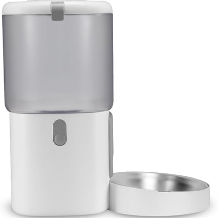 Crispy Wi-Fi Cat Feeder with App and WiFi, Portion Control and Timer, Stainless Steel Bowl, Battery Backup, 4.5L Container