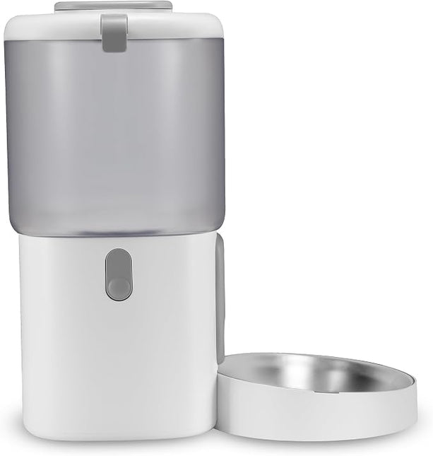 Crispy Wi-Fi Cat Feeder with App and WiFi, Portion Control and Timer, Stainless Steel Bowl, Battery Backup, 4.5L Container
