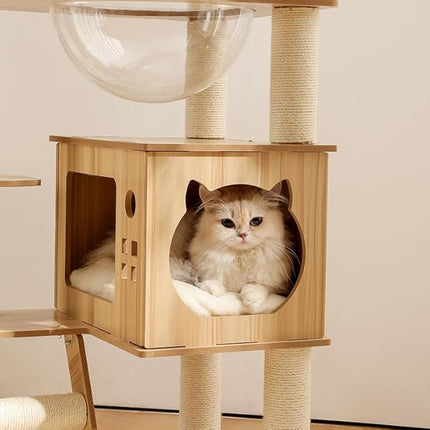 Cat Tree, Cat Tower with Scratching Post, Multi-Level Climbing Tower, Pet Condo House Furniture (135cm)