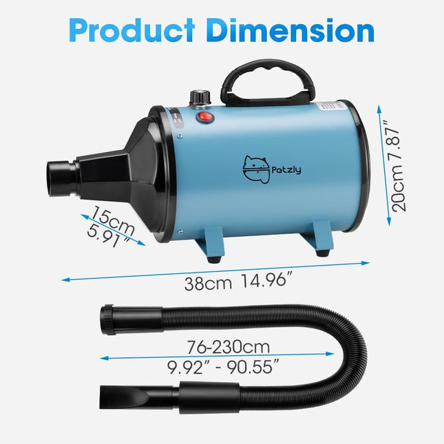 Dog Dryer for Pet Grooming, 3200W High Velocity Force Blow Pet Dryer, Adjustable Speed & Temperature Control Dog Blow Dryer, Quiet Dog Hair Dryer with 3 Nozzle
