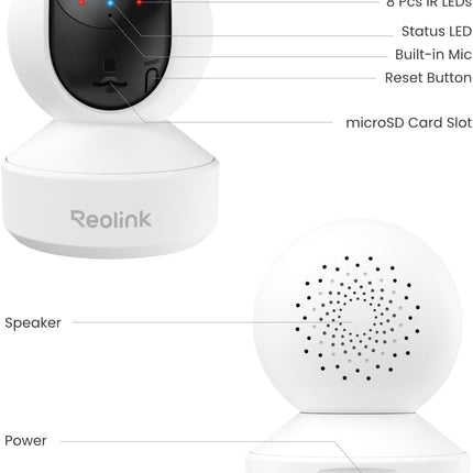 Reolink E1 Pro 3K PT Wi-Fi Indoor Camera for Baby & Pet Monitoring, Auto Tracking, 5MP Night Vision Enhanced by F1.6 Aperture, Person/Pet/Baby Crying Detection, 2.4/5GHz Wi-Fi, Two-Way Talk