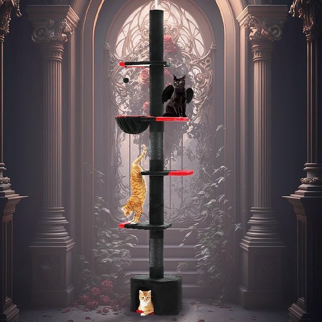 PAWZ Road Gothic Cat Tree, 86.8"-120" Floor to Ceiling Tower Large Condo