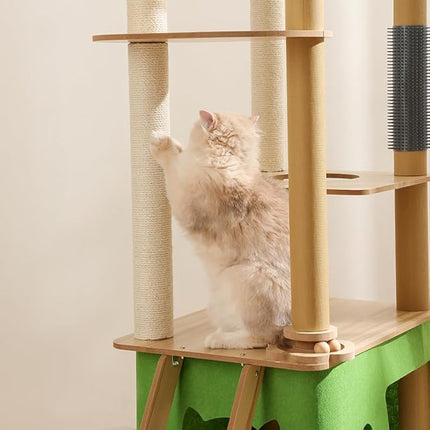 Cat Tree, Cat Tower with Scratching Post, Multi-Level Climbing Tower, Pet Condo House Furniture with Hemp Rope-Wrapped Posts, (160cm)