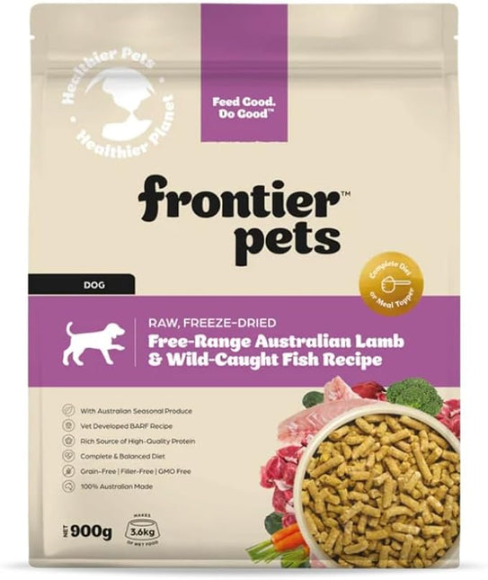 Freeze-Dried Raw Dog Food – Lamb & Wild Caught Salmon – 900g – All Natural, Gluten Free