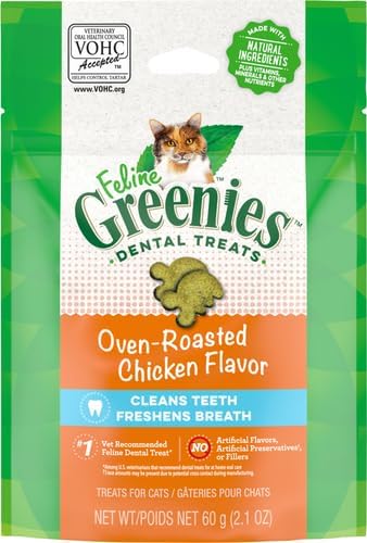 GREENIES Feline Dental Cat Treats Oven-Roasted Chicken Flavour 60g