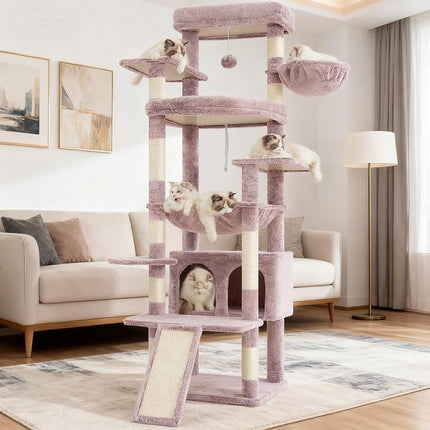 Heybly Tall Cat Tree for Large Cats, 80-inch Multi-Level Cat Tower for Indoor Cats, Muchroom