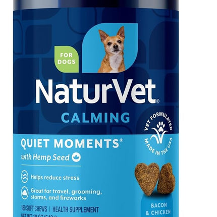 NaturVet Quiet Moments Calming Plus Hemp Dog Supplement - 180 Soft Chews