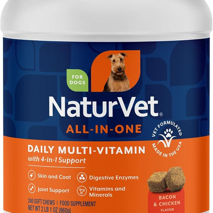 NaturVet All-in-One Dog Supplement Daily Multivitamin - 240 Soft Chews