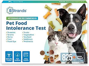 5Strands Pet Food Intolerance Test, at Home Sensitivity Test for Dogs & Cats, 825 Items Tested, Hair Analysis, Accurate for All Ages & Breeds, Pet Gut Health, Results in 4 Days