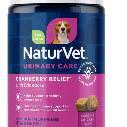 NaturVet Urinary Care Cranberry Relief with Echinacea for Dogs - 120 Count
