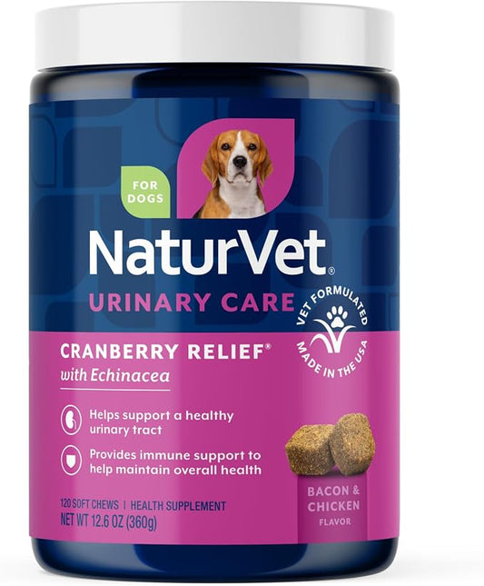 NaturVet Urinary Care Cranberry Relief with Echinacea for Dogs - 120 Count