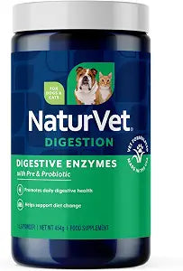 NaturVet Digestive Enzymes with Pre & Probiotic for Dogs & Cats- 1lb Powder