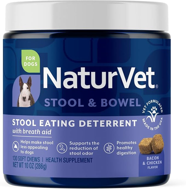 NaturVet Stool Eating Deterrent with Breath Aid for Dogs - 130 Soft Chews