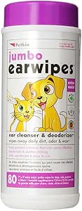 Petkin Ear Wipes, 80 Count