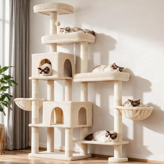 Hey-brother Cat Tree Tower with Stable Extended Base, 3 Platforms, MPJ038M