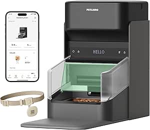 PETLIBRO One RFID Automatic Cat Feeder, Collar-Activated Selective Feeding for Multi-Cat Households, Stops Food Stealing, App Remote Control, Adjustable Lid, 3L Black, Includes AU Adapter & Tag