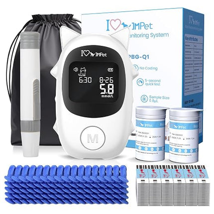 IMPet Glucose Monitoring Kit for Dogs & Cats, Pet Blood Sugar Monitor with 100 Strips