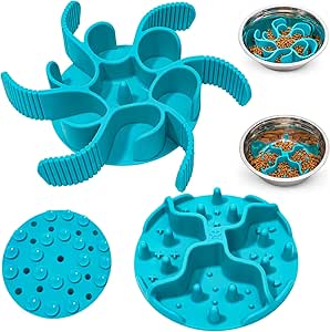 Slow Feeder Insert for Dog Bowl - 2PCS Anti-Bloat Silicone Mat with Super Suction