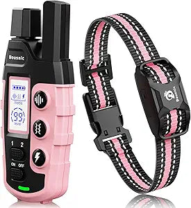 Bousnic Dog Shock Collar - 3300Ft Dog Training Collar with Remote for 5-120lbs (LightPink)