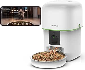 Yuposl Automatic Cat Feeder with Camera, 2L Automatic Cat Feeder, 5G WiFi APP Control, 1080P HD Video