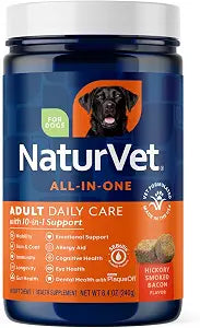 NaturVet All-in-One Adult Dog Daily Care, 10-in-1 Dog Supplement - 120 Count