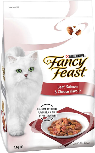 FANCY FEAST Adult Dry Cat Food Beef, Salmon and Cheese 1.4kg