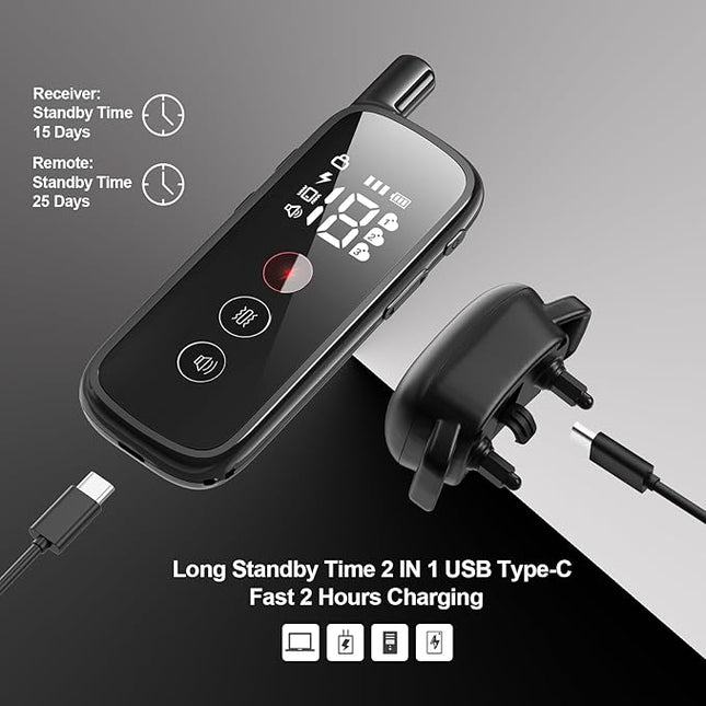 Electric Dog Training Collar with a 2600FT Remote Range, Rechargeable and Waterproof, Features 3 Training Modes and Security Lock for Dogs of All Breeds and Sizes