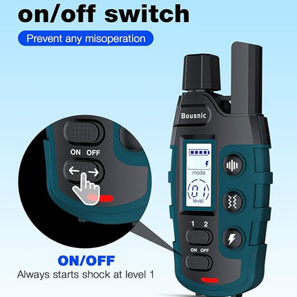 Bousnic Dog Shock Collar - 3300Ft Training Collar with Remote for 5-120lbs