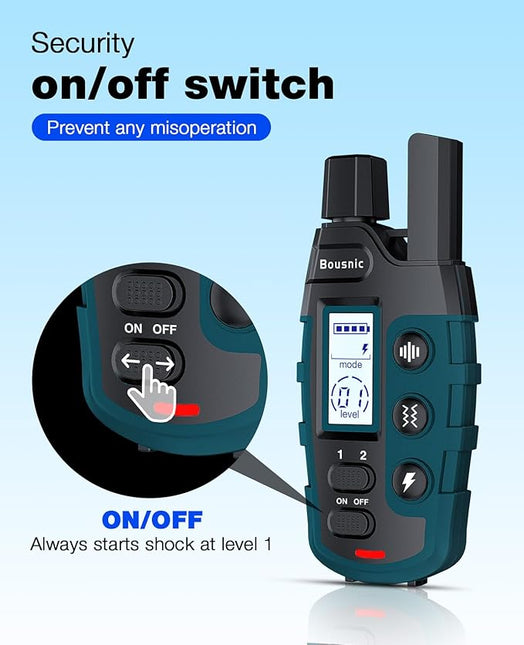 Bousnic Dog Shock Collar - 3300Ft Training Collar with Remote for 5-120lbs