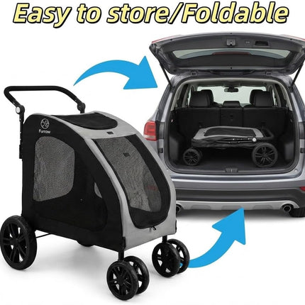 Grozy Heavy Duty Foldable Large Dog Stroller for Extra Large Dogs with EVA Wheels