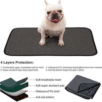 Washable Pet Dog Pee Pad Reusable Cat Puppy Training Wee Absorbent Mat Pads Bed (S:35x50cm -Beige)