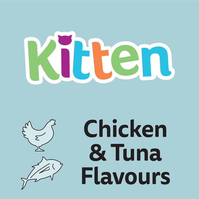 WHISKAS 2-12 Months Kitten Dry Cat Food Chicken & Tuna 800g Bag, 6 Pack