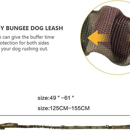 EXCELLENT ELITE SPANKER Tactical Bungee Dog Leash Military Dog Leash Adjustable Tactical Leash Elastic Leads Rope with 2 Control Handle (MCP)