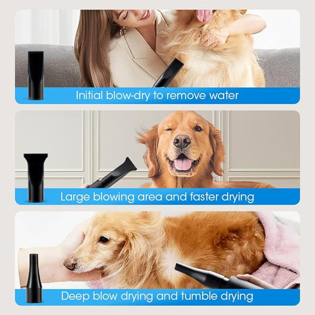 Dog Dryer for Pet Grooming, 3200W High Velocity Force Blow Pet Dryer, Adjustable Speed & Temperature Control Dog Blow Dryer, Quiet Dog Hair Dryer with 3 Nozzle