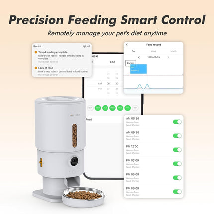 Nityers Automatic Cat Feeder with Camera, 5G WiFi Automatic Dog Feeder, Up to 15mm Kibbles, 5L Large Capacity, 1080P HD