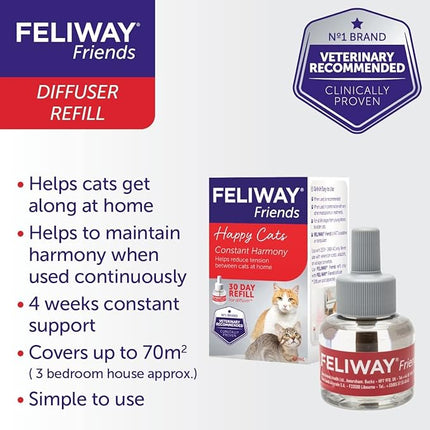 FELIWAY Friends 30 Day Refill, helps to reduce conflict in multi-cat households, helping cats get along better, 48 ml